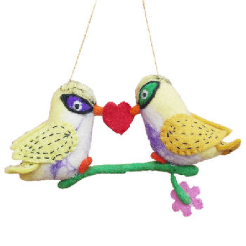 Holding Heart Birds on the Branch FH020 - Click Image to Close